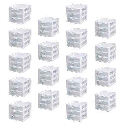 New Sterilite Small Compact Countertop 3 Drawer Desktop Storage Unit (18 Pack)