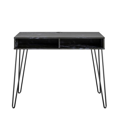 Athena Computer Desk with Storage Black Marble - Novogratz