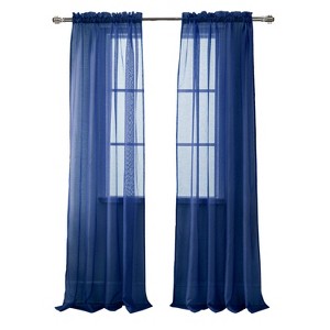 RT Designer Collection Celine Sheer Luxurious Modern Design Curtain Panel 54" x 84" Navy - 1 of 4