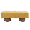 Sapphtopaz Upholstered Bench Ottoman with Wood Legs, PU Vanity Stool, Rectangle End of Bed, Entryway Bench for Living Room, Entryway - 3 of 4