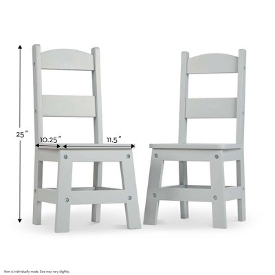 Modern Cool Gray Solid Wood Kids Chair Pair