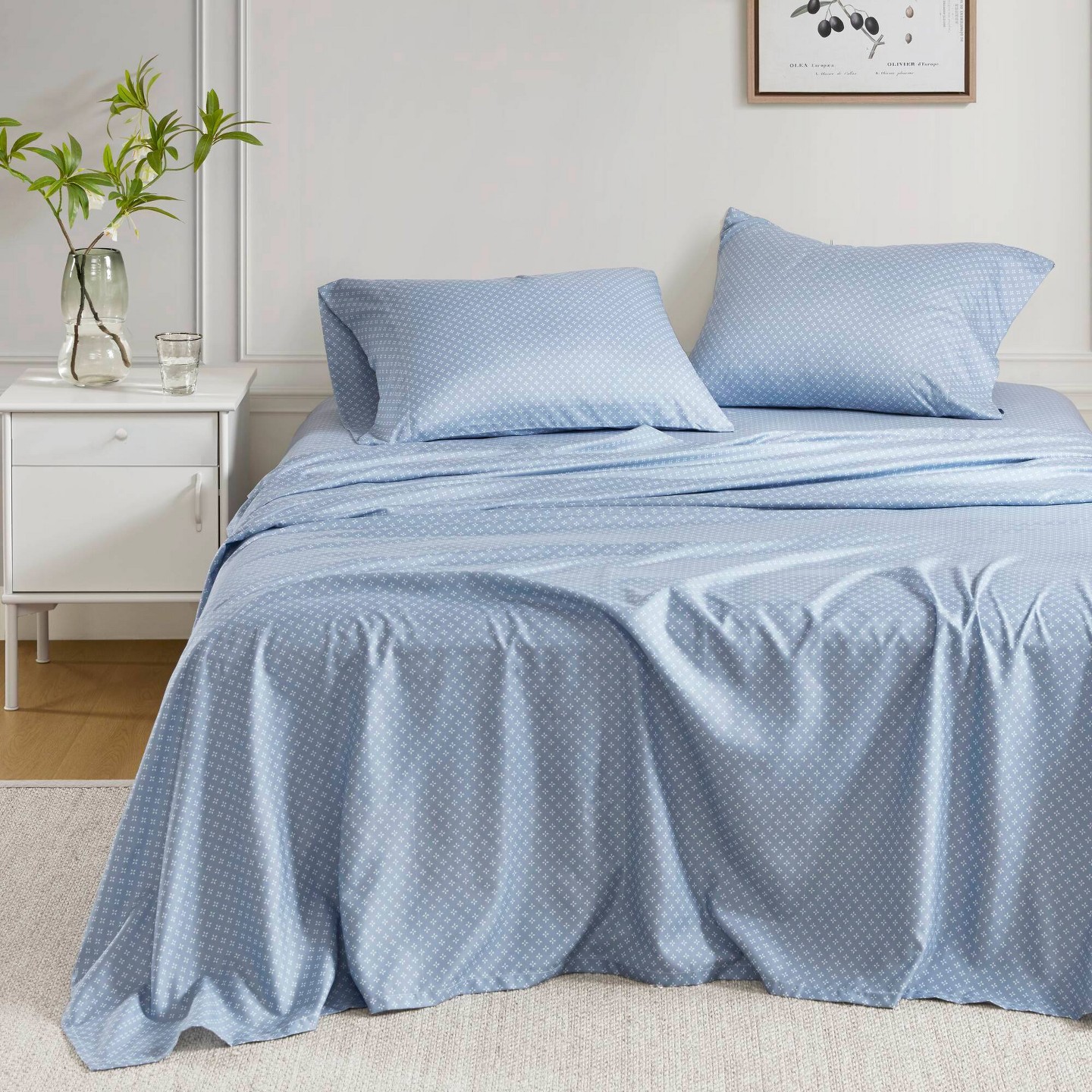 Комплект с одеялом Madison Park Queen Willow Floral Comforter Set with Bed Sheet Blue, цвет: С принтом — фото 7
