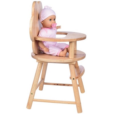 Constructive Playthings Hardwood Doll High Chair – Wooden Doll Feeding Chair with Scalloped Back for Ages 2+ — фото 5
