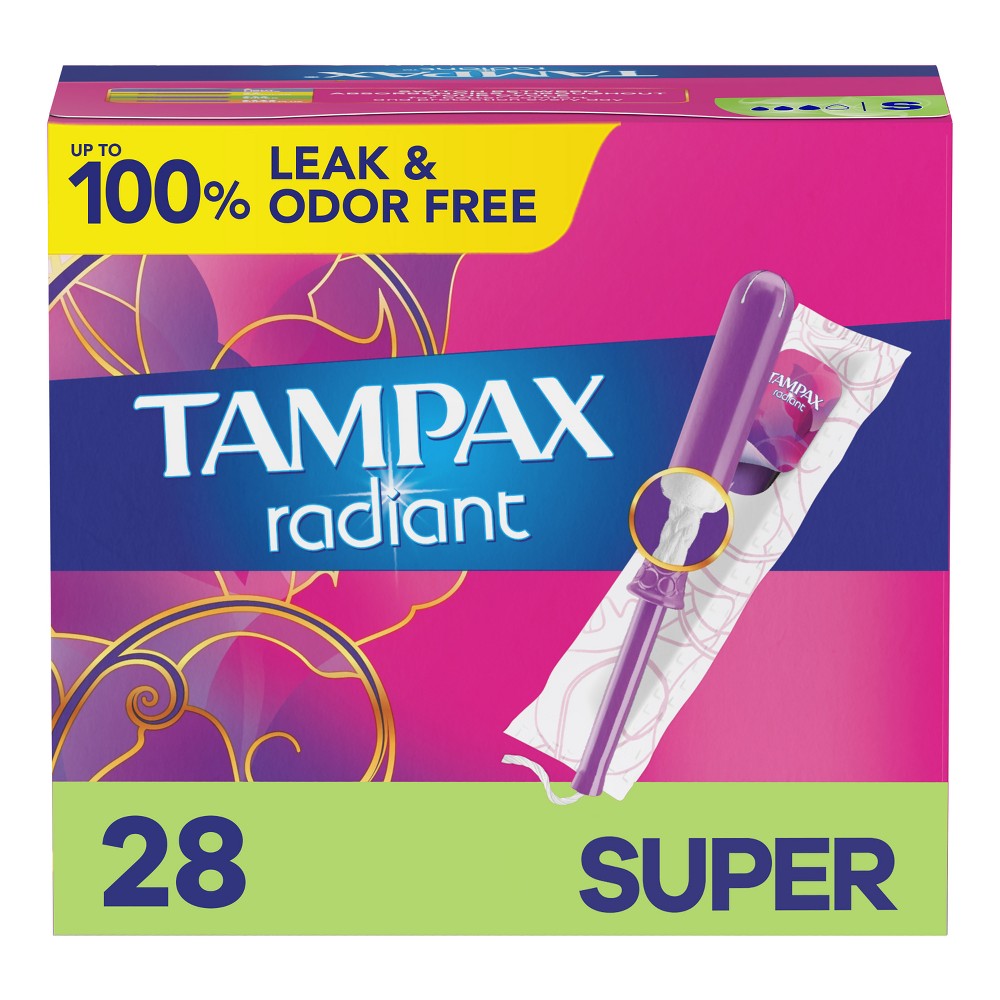 Photos - Menstrual Pads Tampax Radiant Super Absorbency Tampons - Unscented - 28ct 