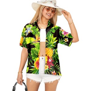 HAPPY BAY Button Down Shirt for Women Short Sleeve Hawaiian Tops Vacation Button Up Summer Beach Party Dress Shirts Colorful for Women - 1 of 4