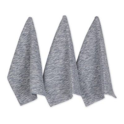 Design Imports Navy/Off-White Tonal Recycled Cotton Waffle Dishtowel Set/3