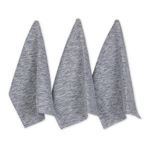Design Imports Navy/Off-White Tonal Recycled Cotton Waffle Dishtowel Set/3 - 1 of 4
