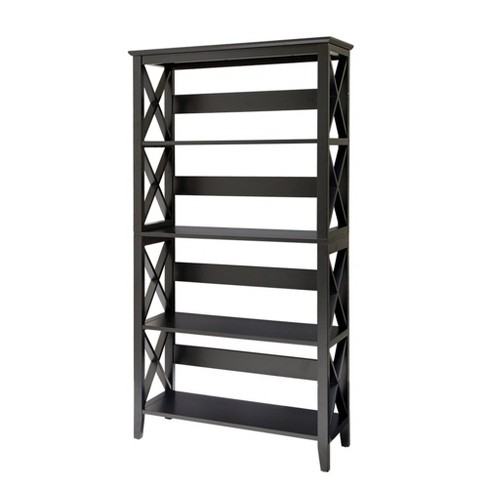 5 Tier Traditional X Frame Bookshelf Espresso Brown Glitzhome