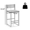FONTOI 2PCS Hand Weave Counter Stools with Back&Footrests, Counter Height Bar Stools for Living Room Kitchen Island, Gray&Black, 14.96"*34.84"*15.15" - 3 of 4