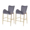 SKRAN  28.75inch Set of 2 Counter Height Bar Stools Velvet Low Back Chair with Golden Legs and Footrests for Kitchen, Living Room, Pub - 4 of 4