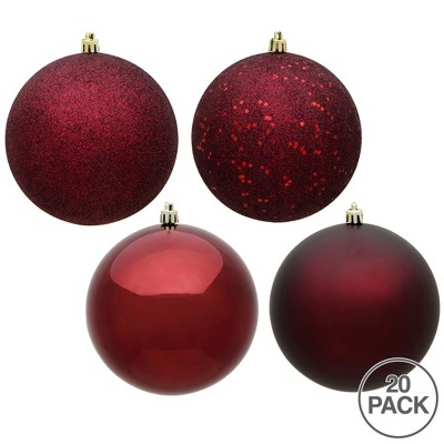 Burgundy Shatterproof Plastic Ball Ornament Set, 2.75"