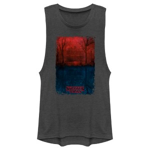 Juniors Womens Stranger Things Creel Household in The Upside Down Festival Muscle Tee - 1 of 4