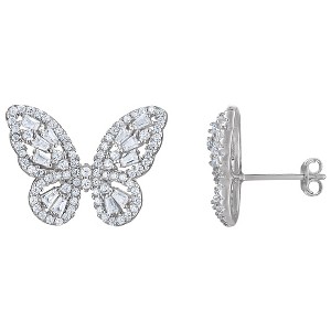 Designs By Gioelli Sterling Silver Cubic Zirconia Butterfly Stud Earrings - 1 of 2