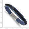 Chisel Stainless Steel Polished Blue and Black Faux Leather 8.25" Bracelet - 3 of 4