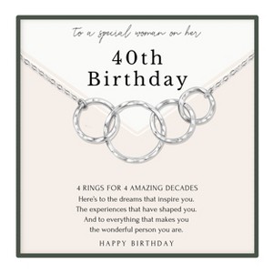 HOPE LOVE SHINE 40th Birthday Gift for Her – 4 Ring Gold Silver Necklace, Four Decades Jewelry for Women Milestone - 1 of 4