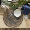 DII Block Print Jute Placemat Set 6 Piece, French Blue Block Print, 15" Dia - 3 of 4