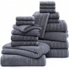 100 Cotton Luxury Bathroom Towel Set - 18 Pc - Ring Spun, Quick Dry, Soft Highly Absorbent - 6 Bath, 6 Washcloths, 6 Hand Towels - 2 of 4
