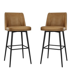 Vipbear Counter Height Swivel Bar Stools Set of 2, Upholstered Fabric Bar Stools with Backs, Metal Base, 26.9"/30.1" Seat Height - 1 of 4