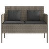 vidaXL Patio Bench with Cushions Gray Poly Rattan - 4 of 4