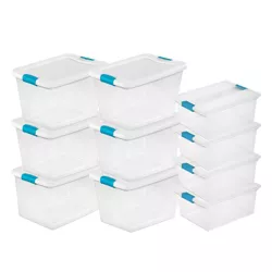 Sterilite 64 Qt Latching Box Large Stackable Clear Plastic Storage Totes, 6 Pack & Deep Clip Container Bins for Organization and Storage, 4 Pack
