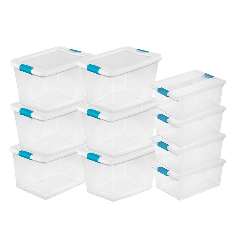 Sterilite 64 Qt Latching Box Large Stackable Clear Plastic Storage Totes, 6 Pack & Deep Clip Container Bins for Organization and Storage, 4 Pack, 1 of 7