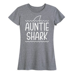 Women's - Instant Message - Auntie Shark Short Sleeve Graphic T-Shirt - 1 of 4