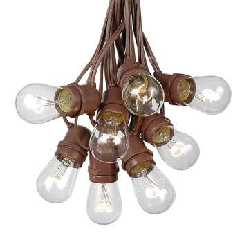 Novelty Lights Edison Outdoor String Lights with 50 In-Line Sockets Brown Wire 100 Feet