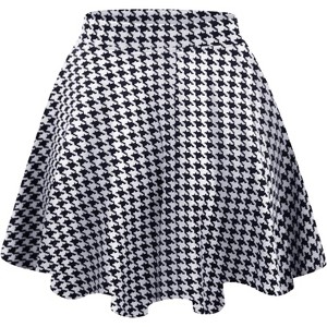 Women's Stretch Flared Skater Skirt - Basic Versatile Mini Style (XS-3XL Plus Size Available) Wb211_houndstooth - 1 of 4