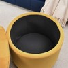 CAVINAS Flannel Round Storage Ottoman with Flip-Top,Multi-functional Round Button-Tufted Ottoman,  Round Ottoman for Living Room,Bedroom - 4 of 4