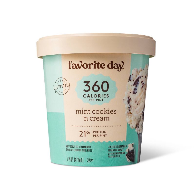 Reduced Fat Mint Cookies &#38; Cream Ice Cream - 16oz - Favorite Day&#8482;, 1 of 8