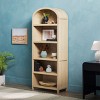 76" Modern Open Arched Console Bookshelves,5-Tier Wooden Kitchen Utensil Storage Rack,Display Bookshelf for Bedroom Living Room-Baofuwish - 2 of 4