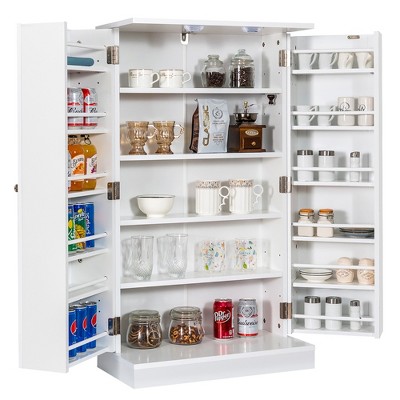 Costway 41'' Farmhouse Kitchen Pantry Storage Cabinet With Doors ...