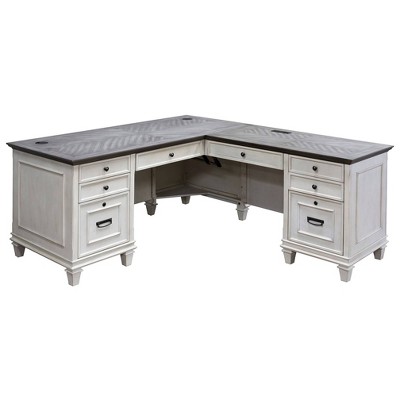 Hartford L Shaped Pedestal Desk White - Martin Furniture