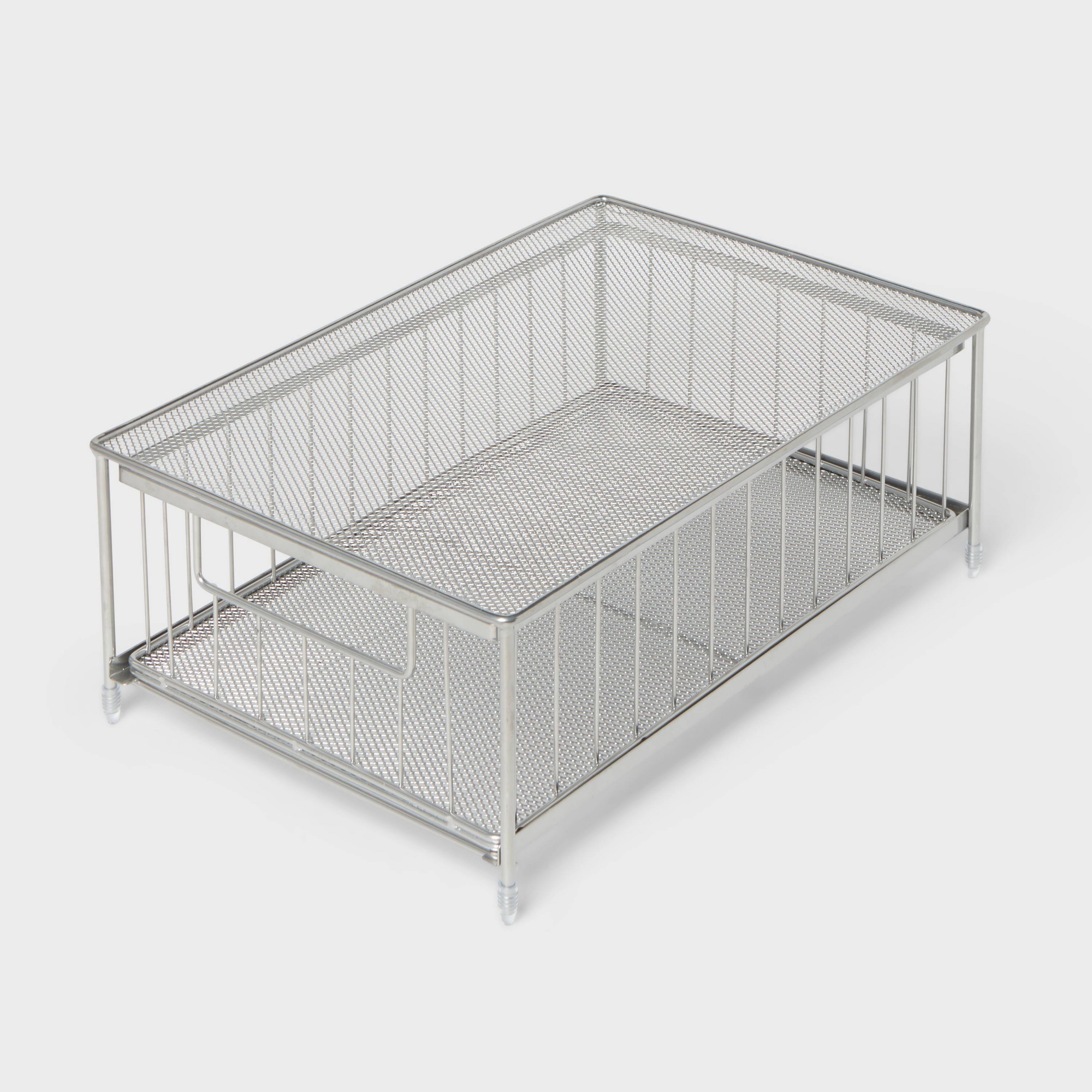 Small Stackable Steel Slide Out Drawer Chrome - Brightroom™