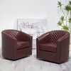 KINWELL 29" Wide Tufted PU Leather Swivel Barrel Chair (Set of 2) - 2 of 4