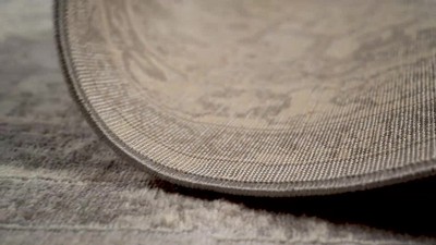 Modern Persian Medallion 6.3"x27.03" Gray Synthetic Runner Rug