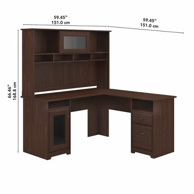 Modern Walnut L-Shaped Desk with Hutch and USB Hub
