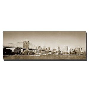 16" x 47" Brooklyn Bridge by Preston - Trademark Fine Art: Canvas Wall Art for Modern Home Decor, Unframed Horizontal Photograph - 1 of 2
