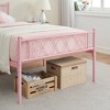 Homhougo Queen Size Metal Platform Bed Frame with Headboard and Footboard, Heart Shaped Bed Frame Pink - 4 of 4