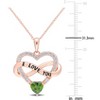 EVERLY JEWELRY | Rose Plated Sterling Silver 2 1/2 CT TGW Light Green and White Cubic Zirconia Infinity Heart Pendant with Chain, 18 inc - 2 of 4