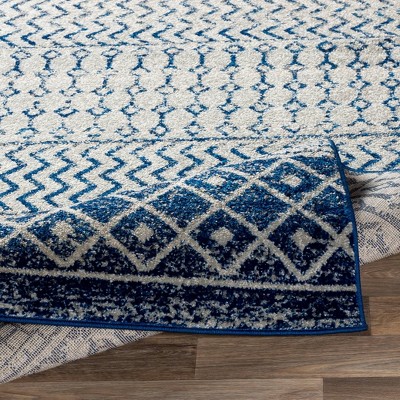 Elaziz Blue Geometric Patterned 2' x 3' Area Rug
