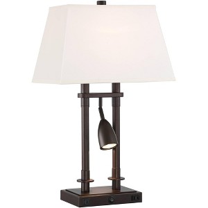 Possini Euro Design Bishop 26 1/2" Tall Modern Desk Lamp USB Port AC Power Outlet Brown Bronze Finish Metal Single Home Office Living Room Charging - 1 of 4