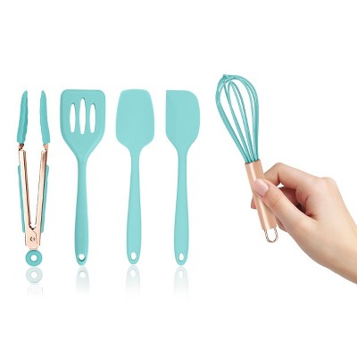 COOK WITH COLOR SILICONE MINI KITCHEN UTENSIL SET OF 5 AQUA