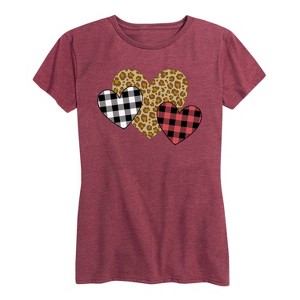 Women's - Instant Message - Patterned Hearts Short Sleeve Graphic T-Shirt - 1 of 4