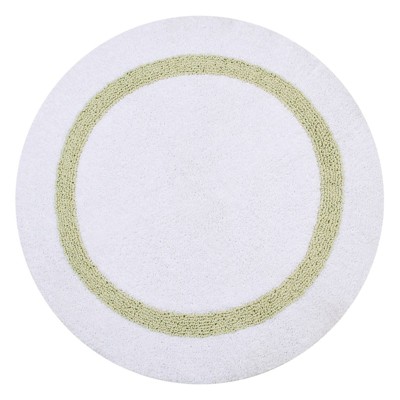 Sage and White Cotton Tufted 30" Round Bath Rug