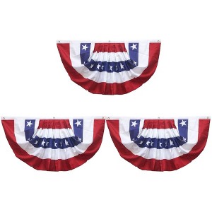 Juvale 3 Pack American Flag Decorations Bunting Banner, Patriotic USA Pleated Fan for 4th of July Party Supplies, 34.5x18.5 in - 1 of 4