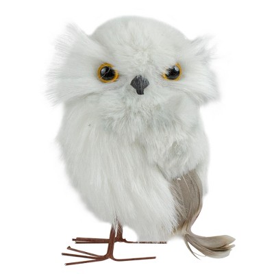 Northlight 5" White and Brown Plush Owl Christmas Tabletop Figurine