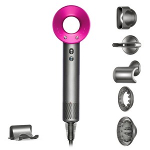 YEVYO Ionic Hair Dryer with 5 Magnetic Attachments - Fast Dry Blow Dryer with Diffuser, Quiet Design, Smart Temp Control - Rose Red + Silver - 1 of 4