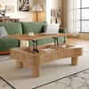 LIVAREEmlen Lift Top Coffee Table for Living Room 42" with Fluted Panel Hidden Storage, Silent Hydraulic Lift, Curved Safety Corners, Light Brown - 2 of 4