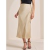 INSPIRE CHIC Women Satin Maxi Elastic High Waist Side Slit Flowy Long for Party Wedding Skirt - 3 of 4